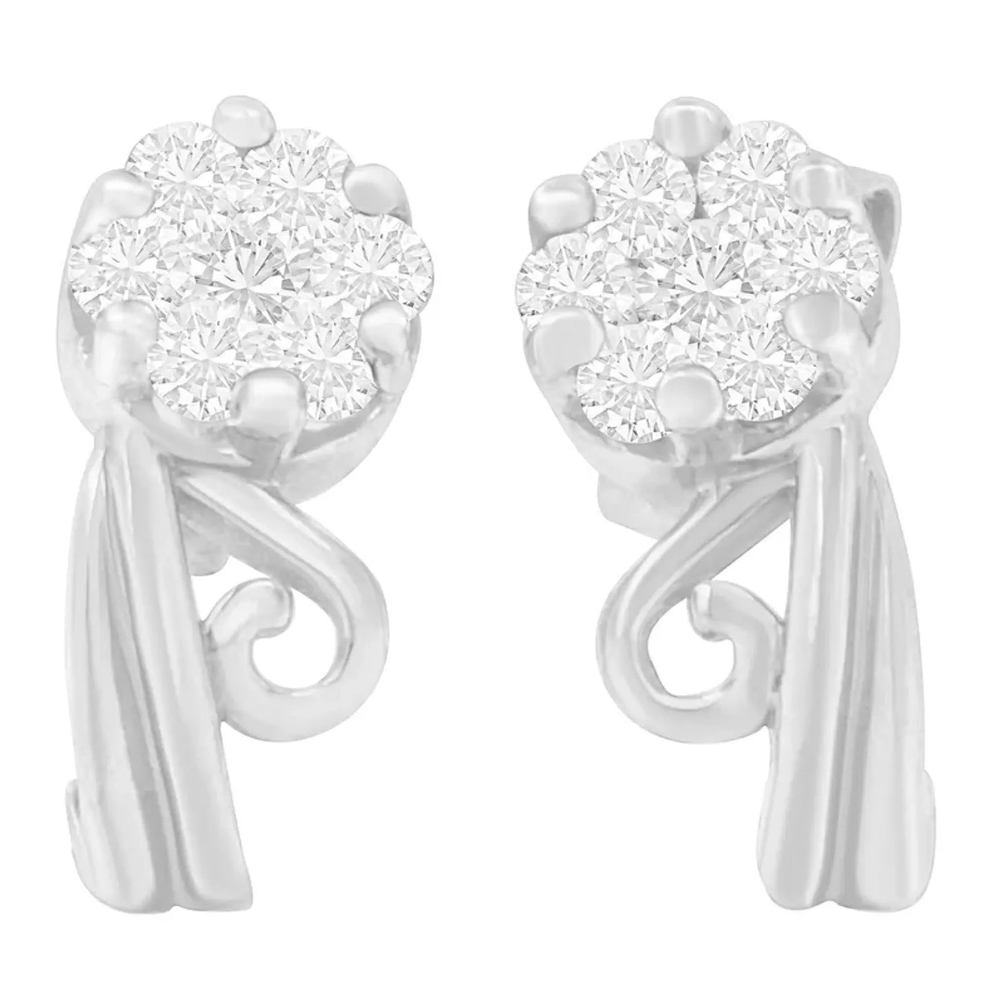 1/2 Carat Round Cut Diamond Earrings in 14K White Gold