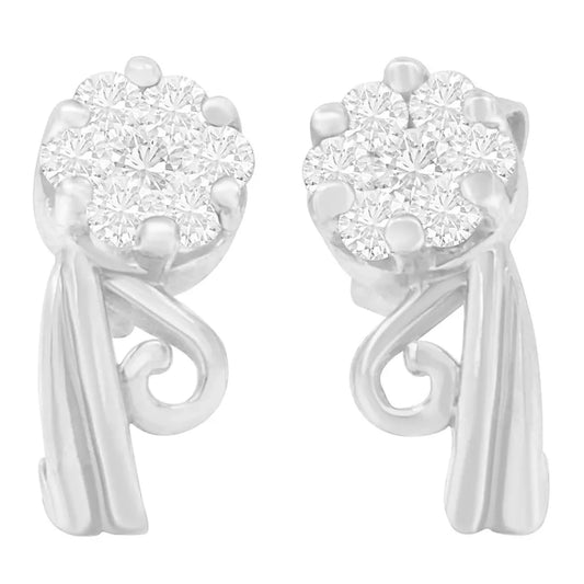 1/2 Carat Round Cut Diamond Earrings in 14K White Gold