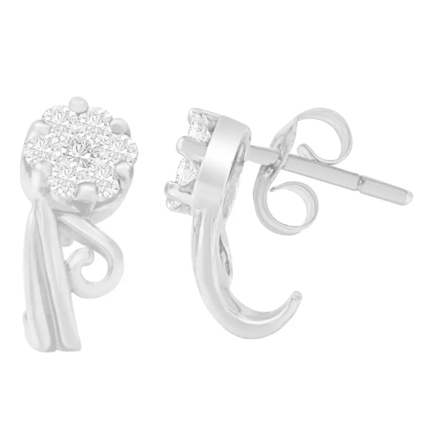 1/2 Carat Round Cut Diamond Earrings in 14K White Gold