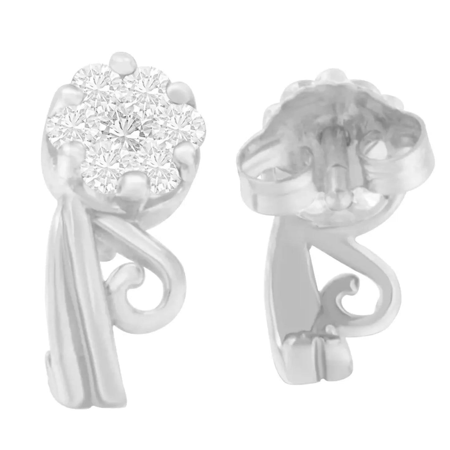 1/2 Carat Round Cut Diamond Earrings in 14K White Gold