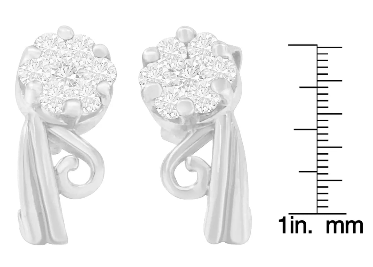 1/2 Carat Round Cut Diamond Earrings in 14K White Gold
