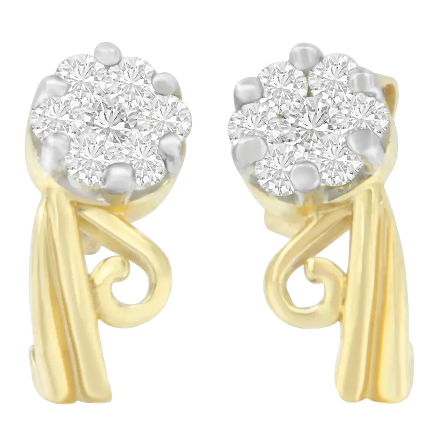 1/2 Carat Round Cut Diamond Earrings in 14K Yellow Gold