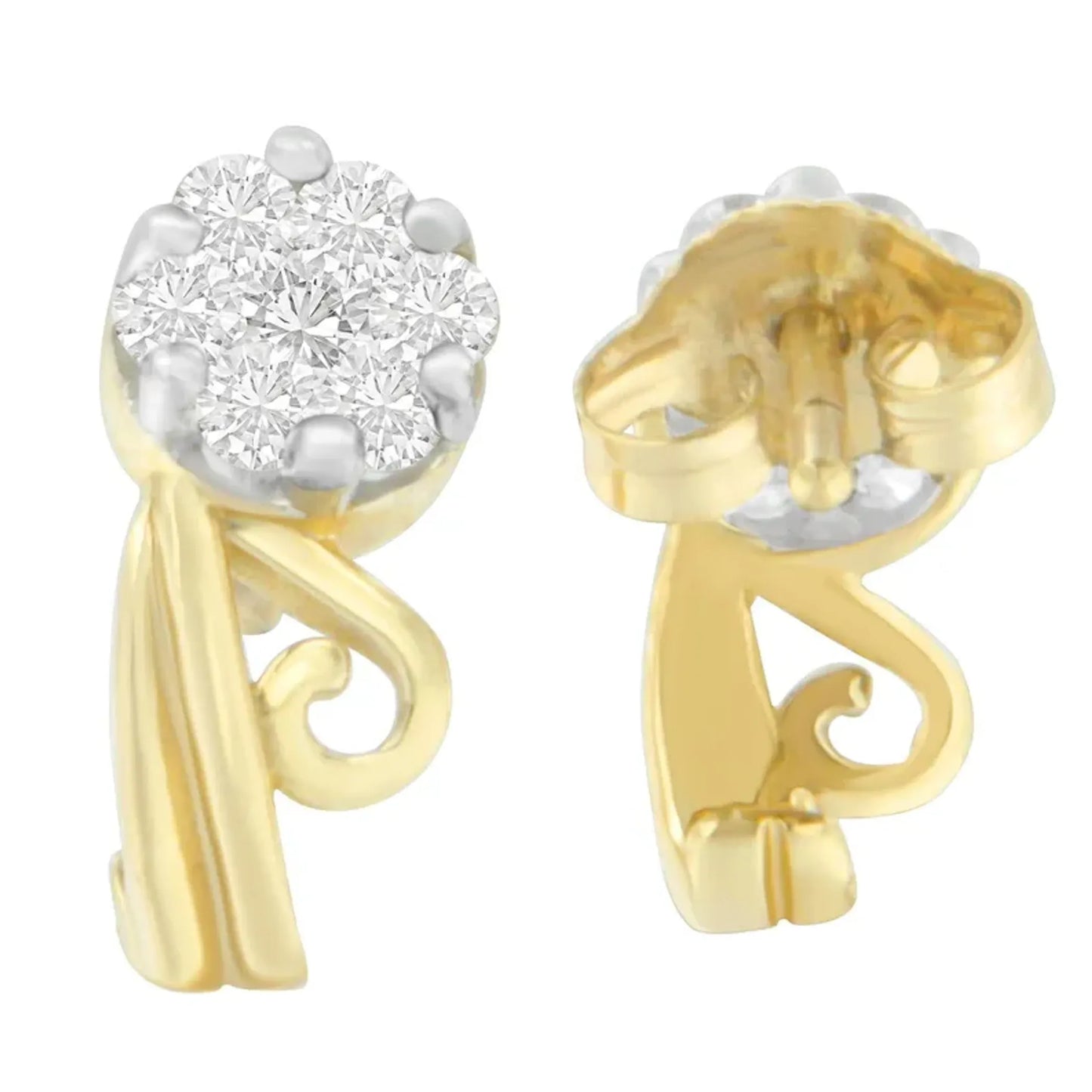 1/2 Carat Round Cut Diamond Earrings in 14K Yellow Gold