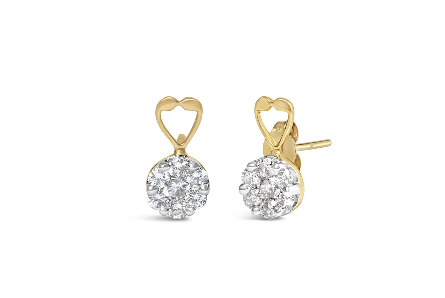 1 Carat Round-cut Diamond Earrings in 14K Yellow Gold