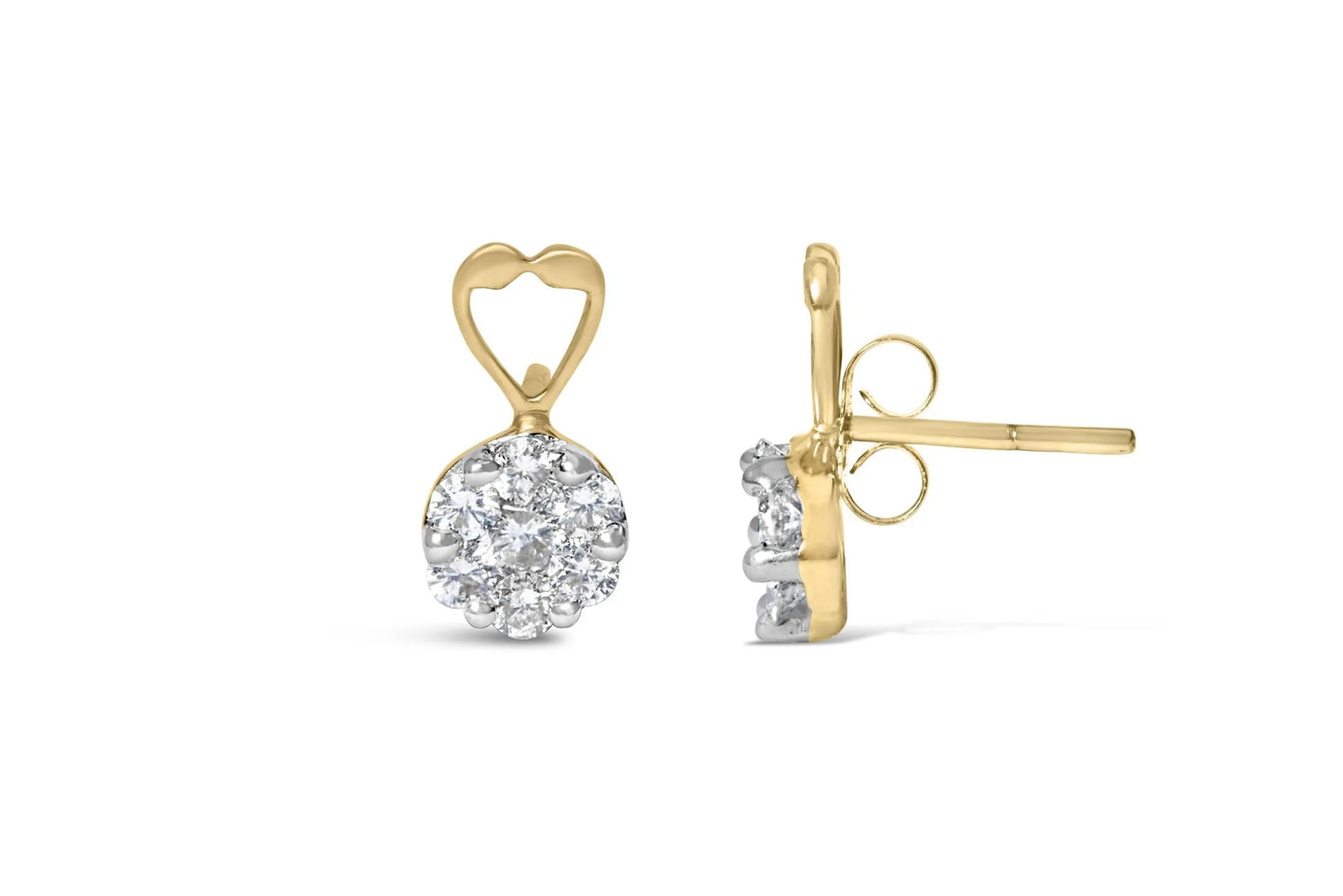 1 Carat Round-cut Diamond Earrings in 14K Yellow Gold