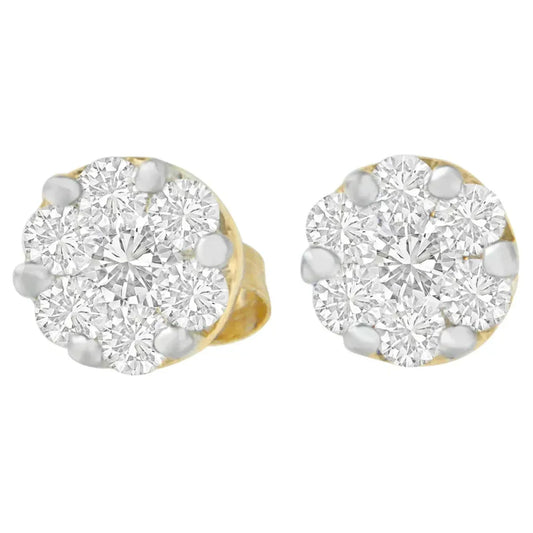 3/4 Carat Round Cut Diamond Stud Earring in 14K Yellow Gold