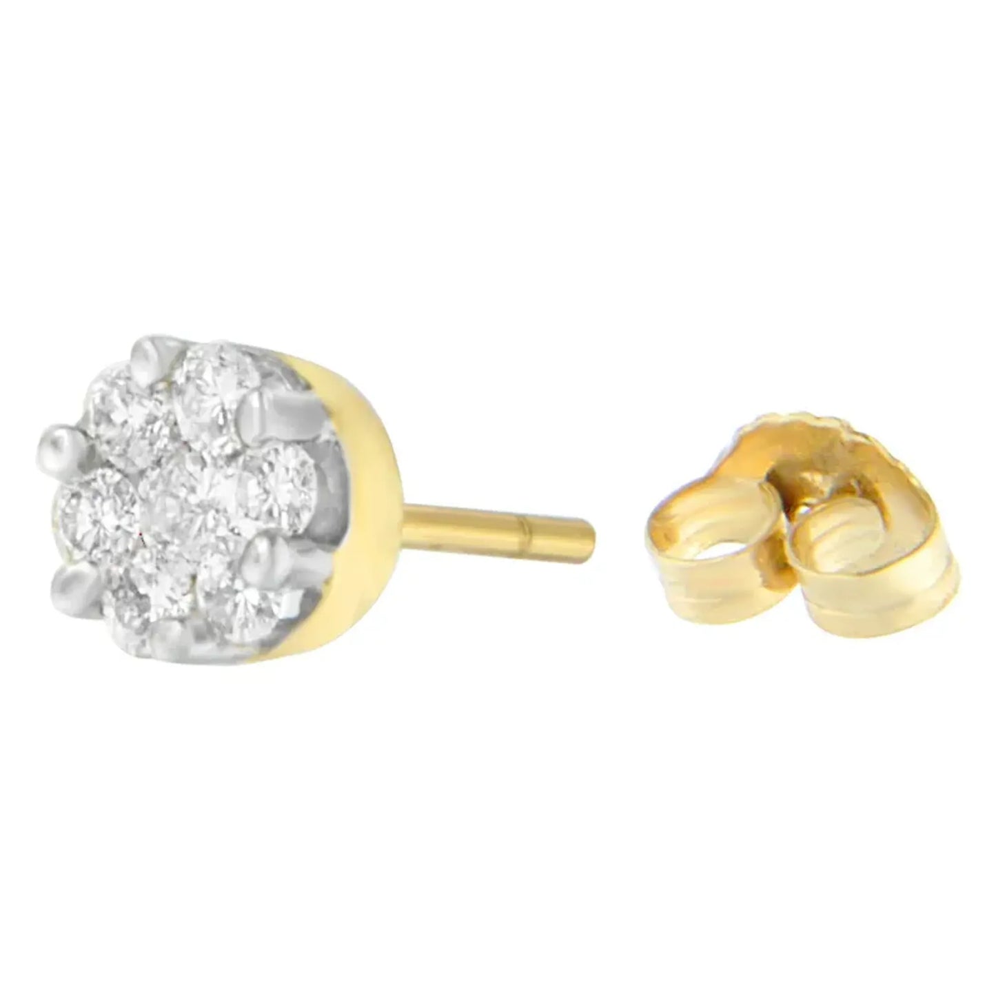 3/4 Carat Round Cut Diamond Stud Earring in 14K Yellow Gold