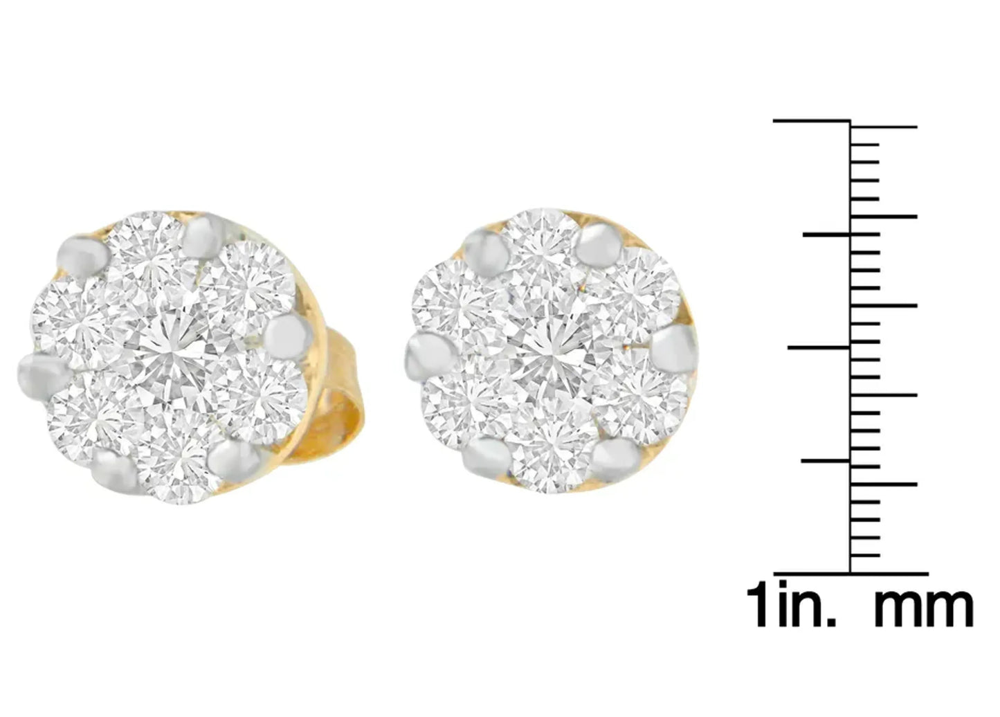 3/4 Carat Round Cut Diamond Stud Earring in 14K Yellow Gold