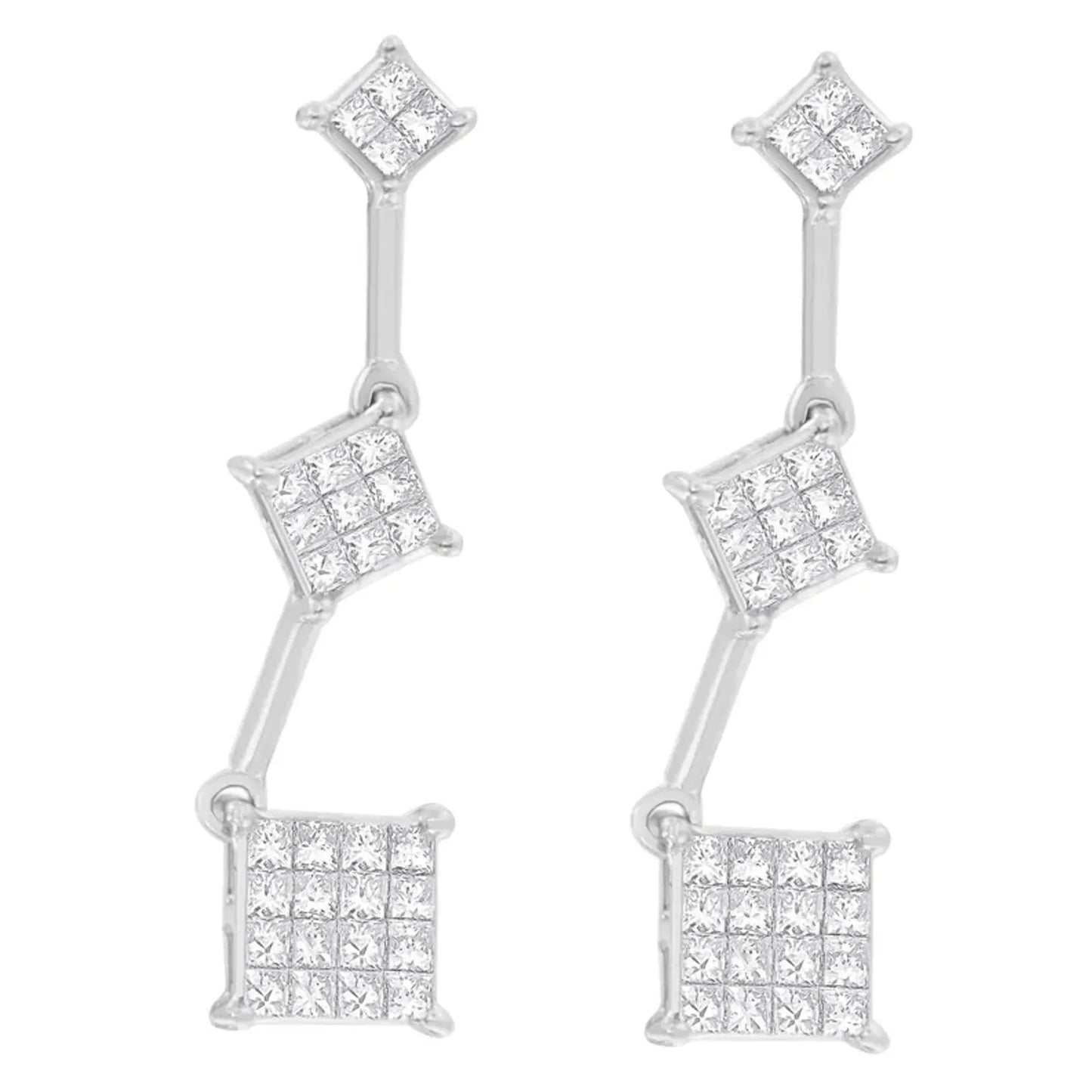 1 Carat Princess Cut Diamond Earrings in 14K White Gold