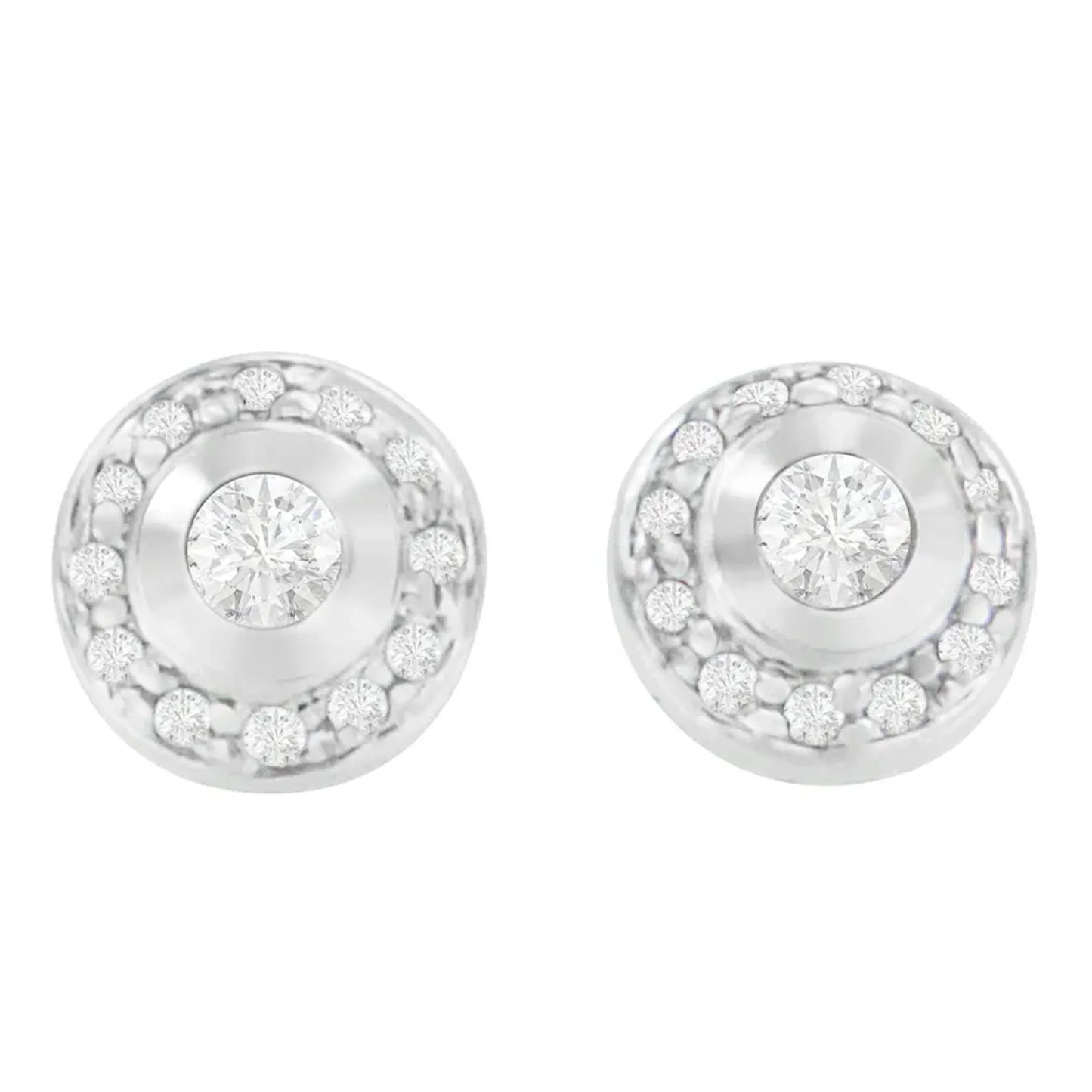 1/3 Carat Round Cut Diamond Earrings in 14K White Gold