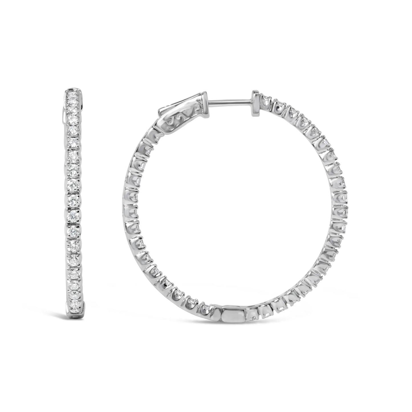 1 3/4 Carat Lab Grown Diamond Inside Out Hoop Earrings in 14K White Gold