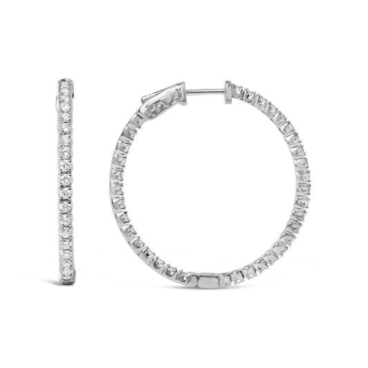 1 3/4 Carat Lab Grown Diamond Inside Out Hoop Earrings in 14K White Gold