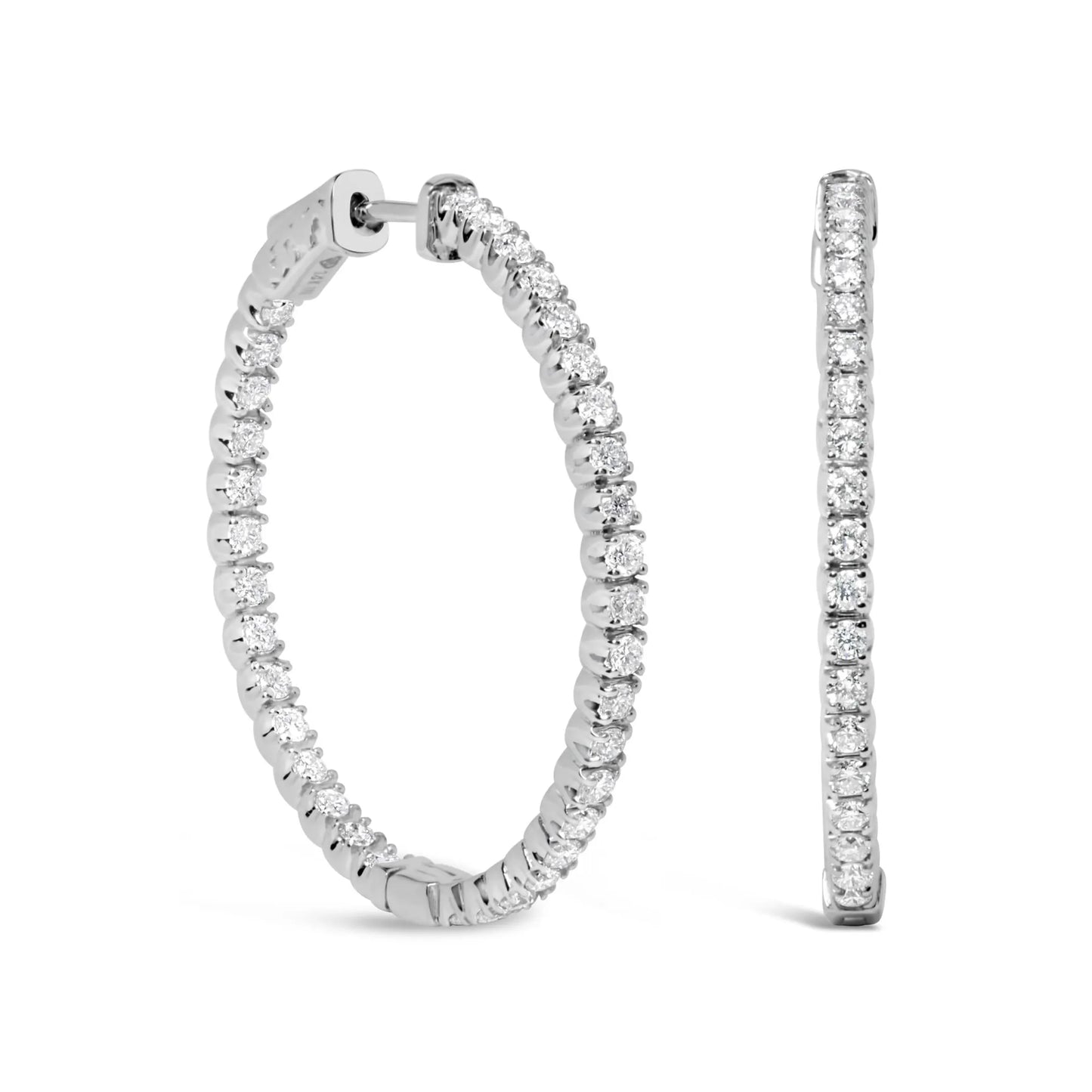 1 3/4 Carat Lab Grown Diamond Inside Out Hoop Earrings in 14K White Gold