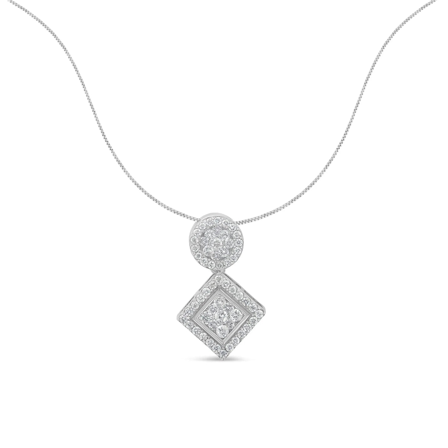 1 Carat Diamond Pendant Necklace in 14K White Gold