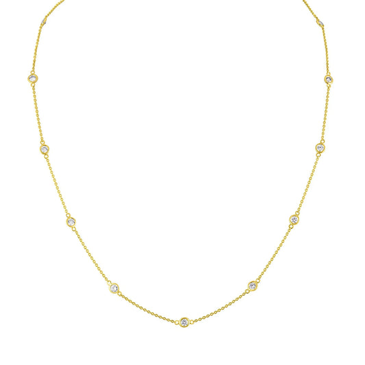 1 1/10 Carat Gold Diamond Station Necklace in 14k White Gold