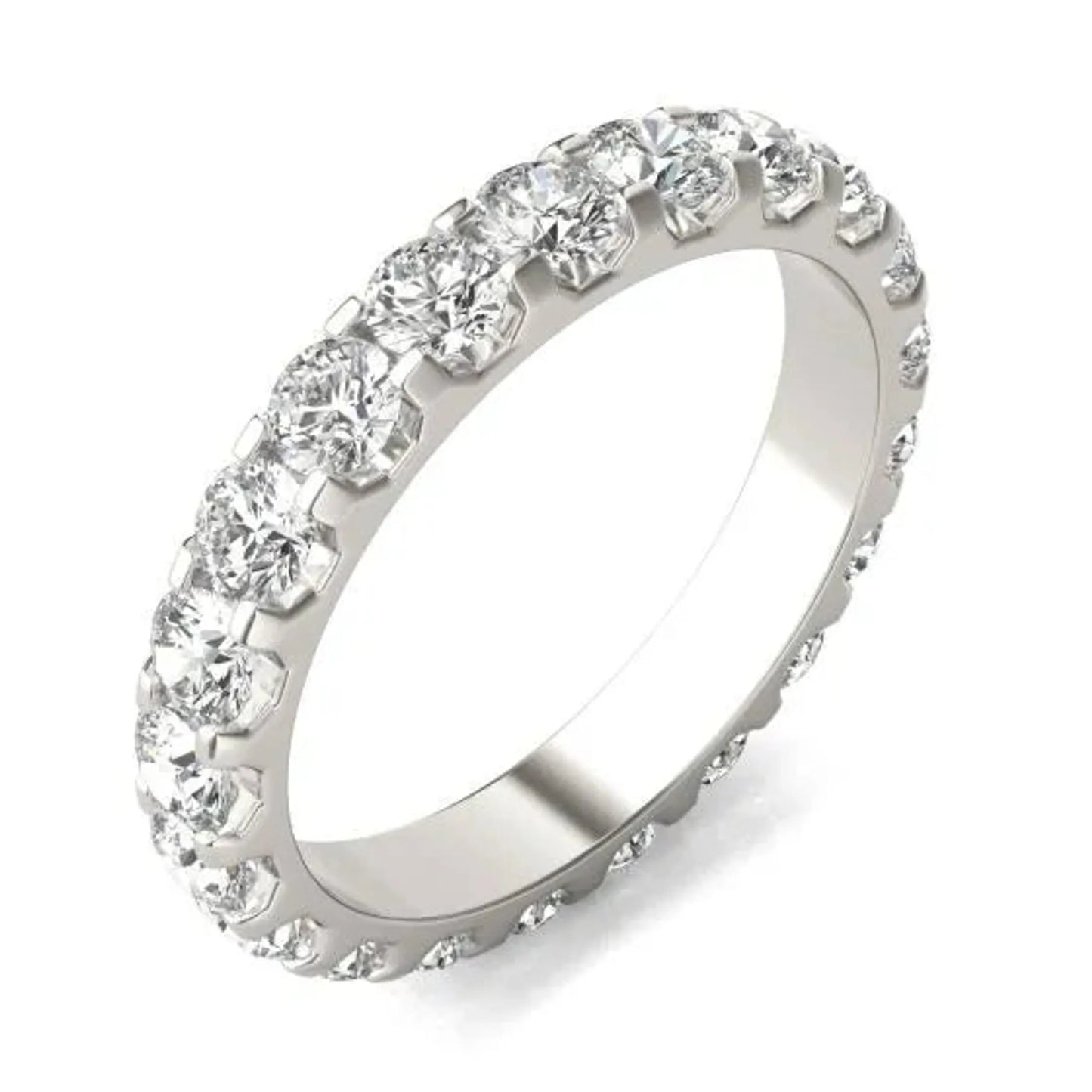 2 Carat Round Diamond Band 14K White Gold