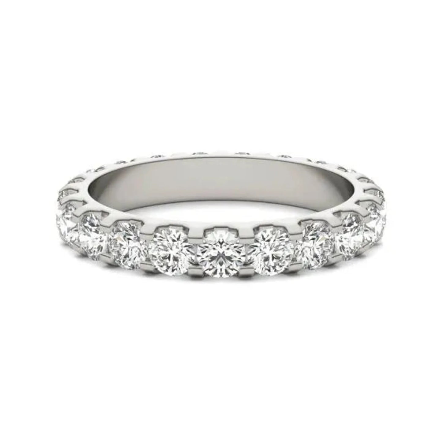 2 Carat Round Diamond Band 14K White Gold