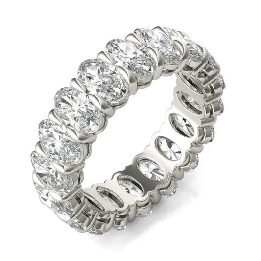 4 Carat Oval Diamond Couture Classic Eternity Ring 14K White Gold