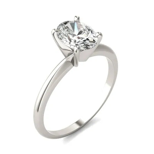 1 1/2 Carat Oval Diamond Solitaire Engagement Ring 14K White Gold