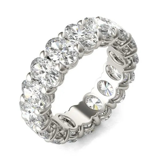 5 5/8 Carat Oval Diamond Couture Classic Eternity Ring 14K White Gold
