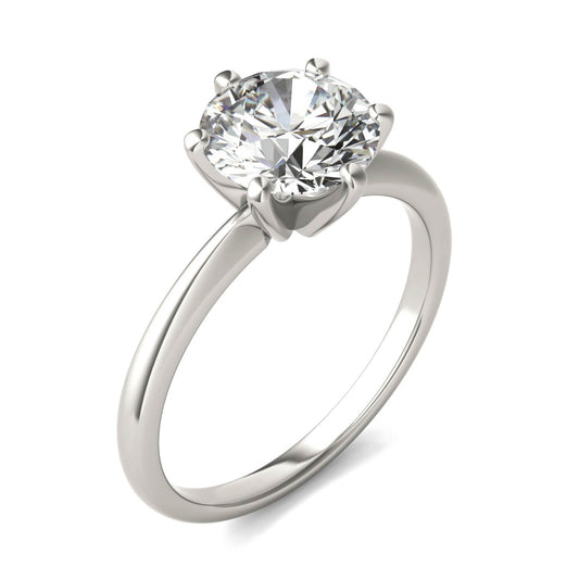 2 Carat Round Diamond Six Prong Solitaire Engagement Ring 14K White Gold