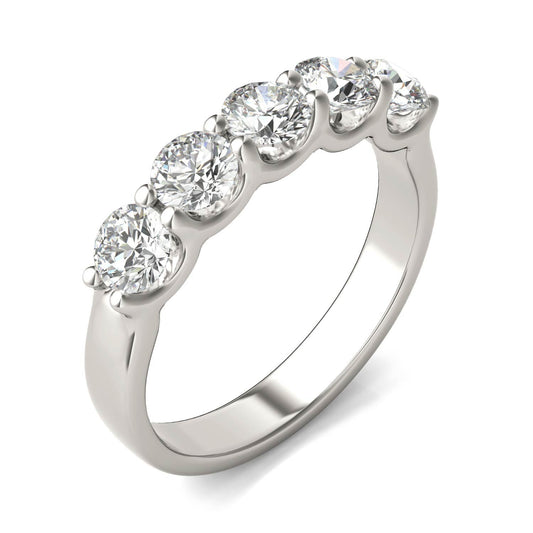 1 1/4 Carat Round Diamond Five Stone Anniversary Band in 14K White Gold