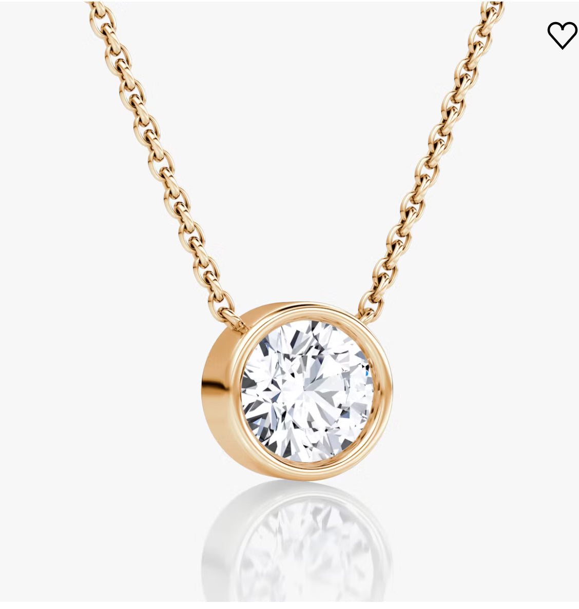 1 Carat Bezel Set Round Diamond Pendant in 14K White or Yellow Gold
