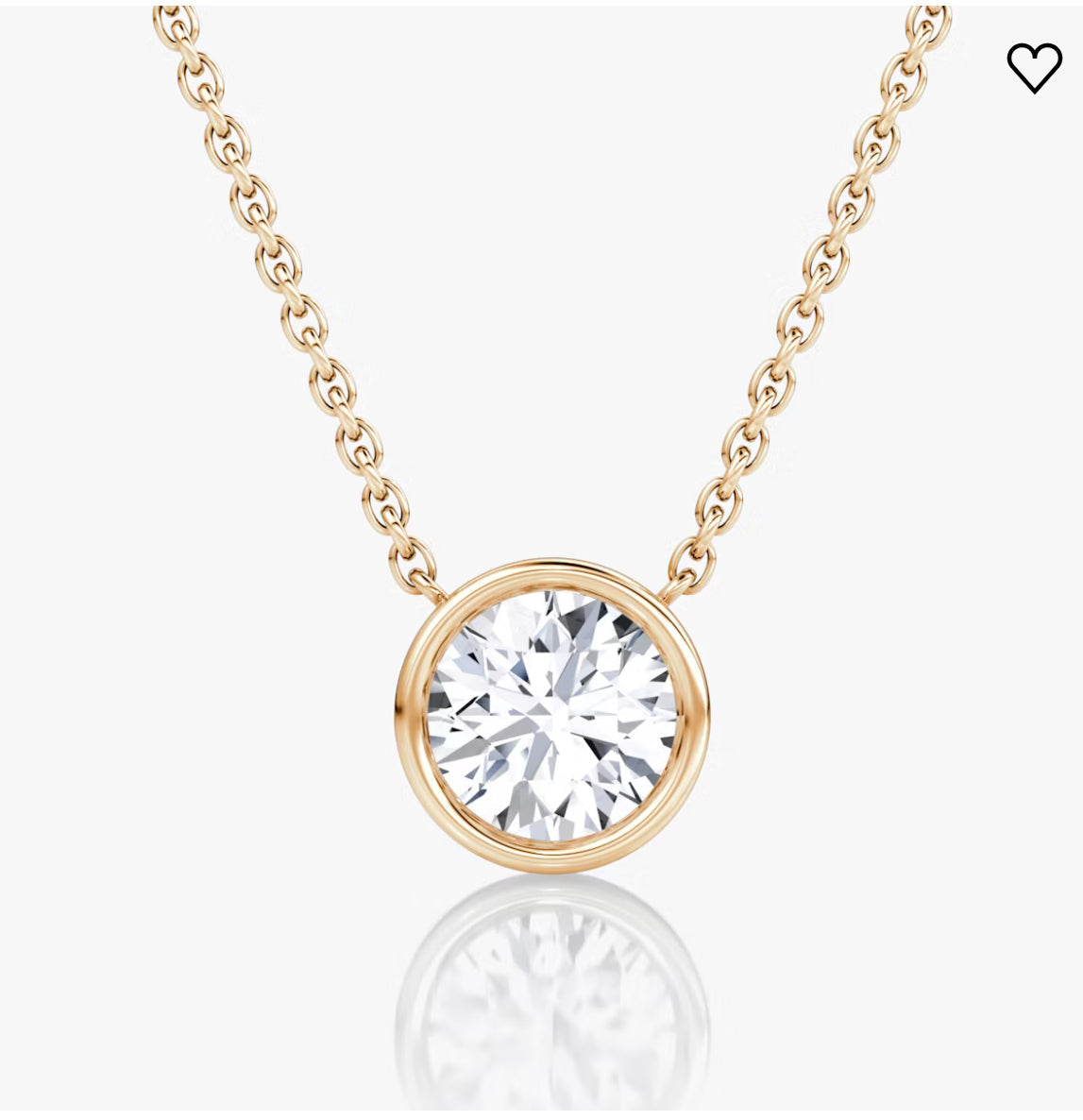 1 Carat Bezel Set Round Diamond Pendant in 14K White or Yellow Gold