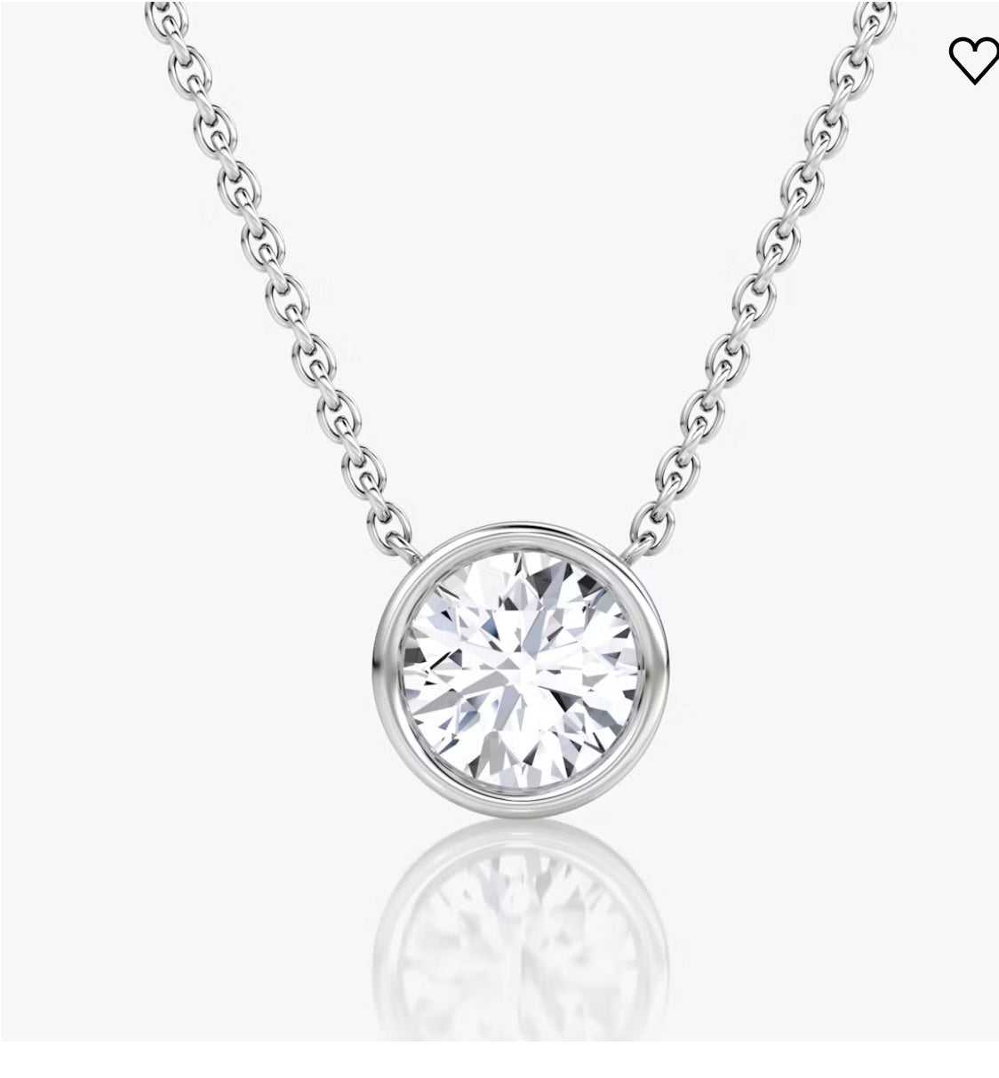 1 Carat Bezel Set Round Diamond Pendant in 14K White or Yellow Gold