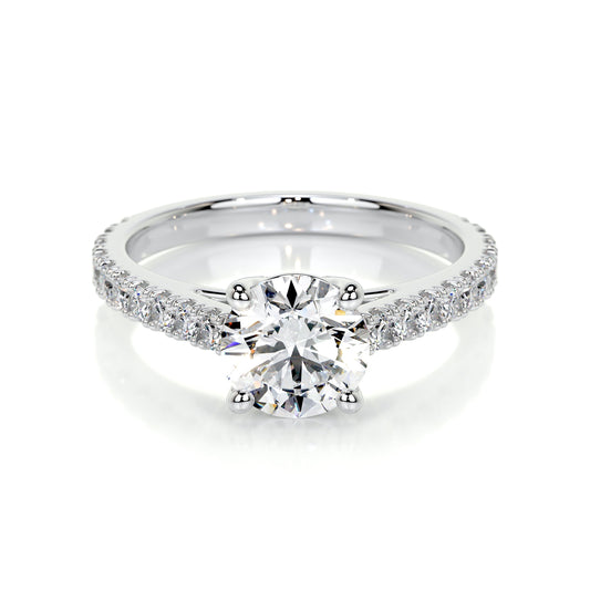 Round Brilliant Diamond Channel Setting Engagement Ring in 14K White Gold