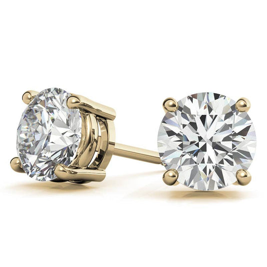 2 Carat Diamond Stud Earrings in 14K Yellow or White Gold