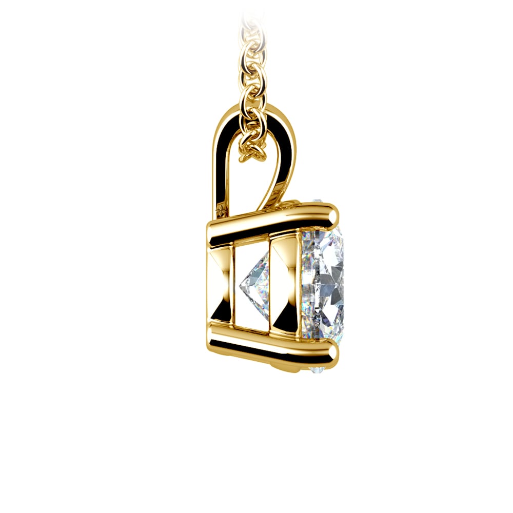 2 Carat Prong Set Round Solitaire Diamond Pendant in 14K White or Yellow Gold
