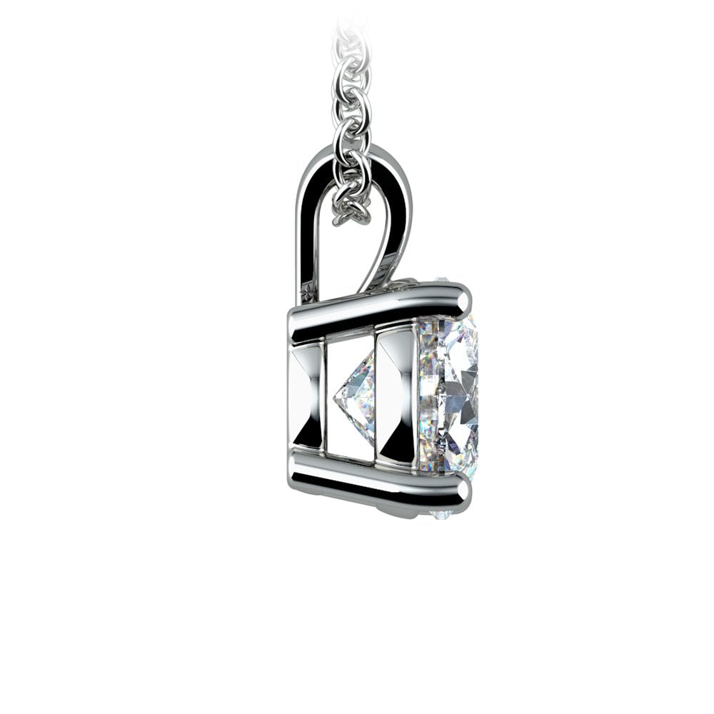 2 Carat Prong Set Round Solitaire Diamond Pendant in 14K White or Yellow Gold