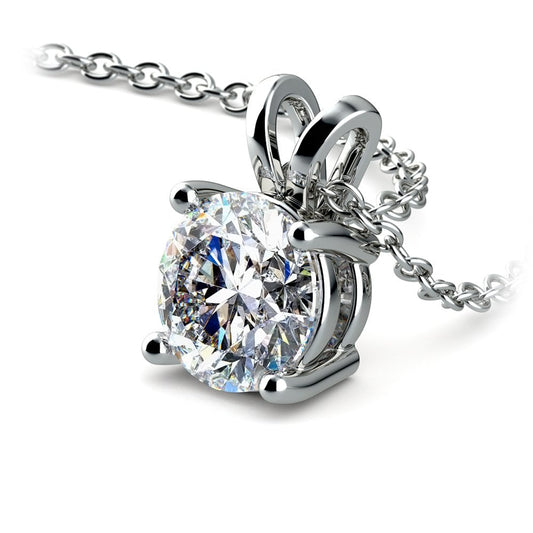 1 Carat Diamond Pendant Round Cut in Choice of 14K White or Yellow Gold